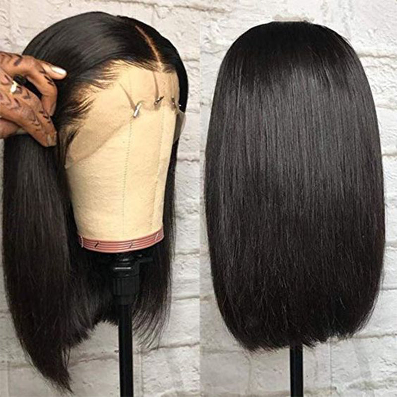 Silkswan Hair Straight Bob Wigs Pre Plucked 13x4 Lace Front Wigs Brazilian Human Hair