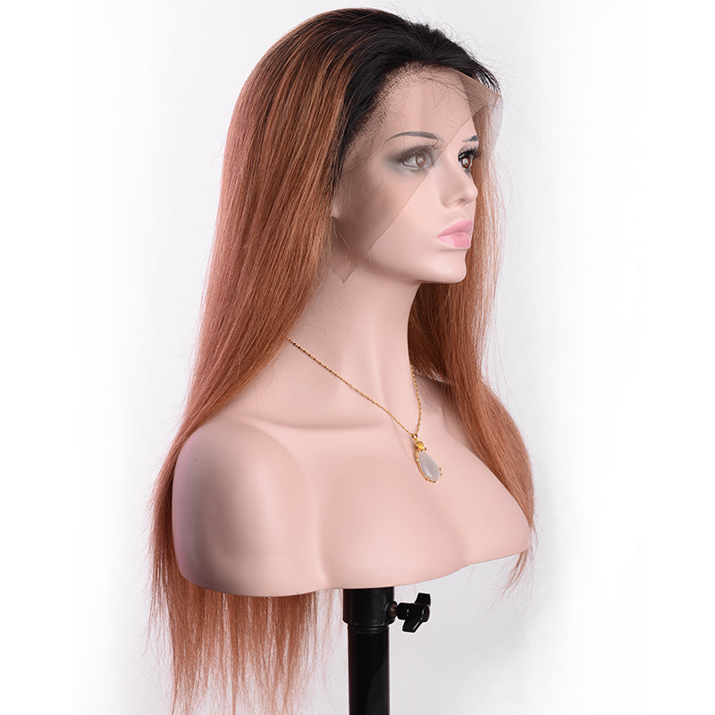 Silkswan Hair Straight T1B/30 Pre Plucked 13x4 Lace Front Wig Remy Human Hair Wigs