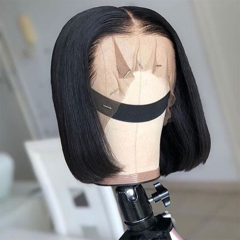 Silkswan Hair Straight Bob Wigs Pre Plucked 13x4 Lace Front Wigs Brazilian Human Hair