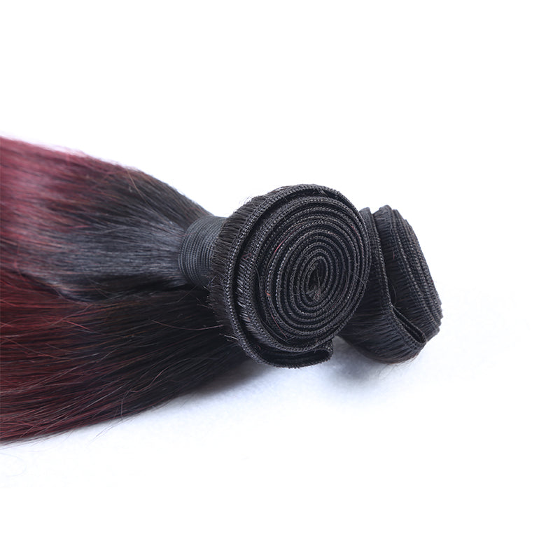 Silkswan Hair Straight Hair Bundles Ombre Color 1B99J Brazilian Human Remy Hair Extensions