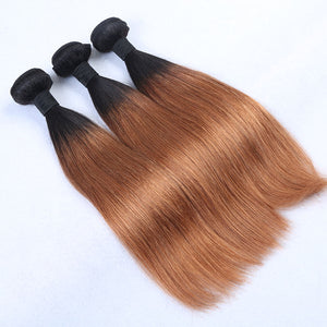 Silkswan Hair Straight Hair Bundles 1b/30 Ombre Color Brazilian Human Remy Hair Extensions