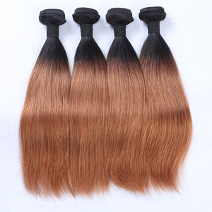 Silkswan Hair Straight Hair Bundles 1b/30 Ombre Color Brazilian Human Remy Hair Extensions