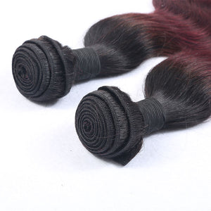 Silkswan Hair Body Wave Bundles 1B99J Ombre Color Brazilian Human Hair Extensions