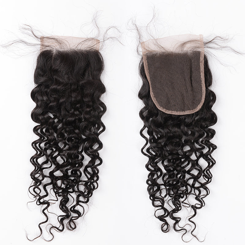 Silkswan Hair Curly Bundles with Closure 4PCS/LOT Swiss 4x4 Lace Closure Human Hair