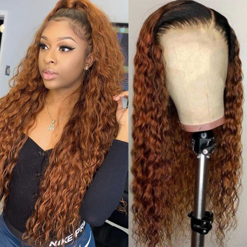 Silkswan Hair Ombre Curly Lace Front Human Hair T1B/30 Brazilian Remy Hair Bleached Knots