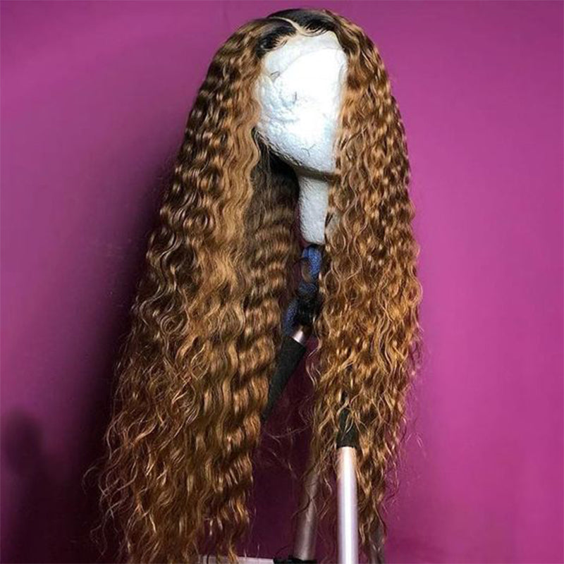 Silkswan Hair Ombre Curly Lace Front Human Hair T1B/30 Brazilian Remy Hair Bleached Knots