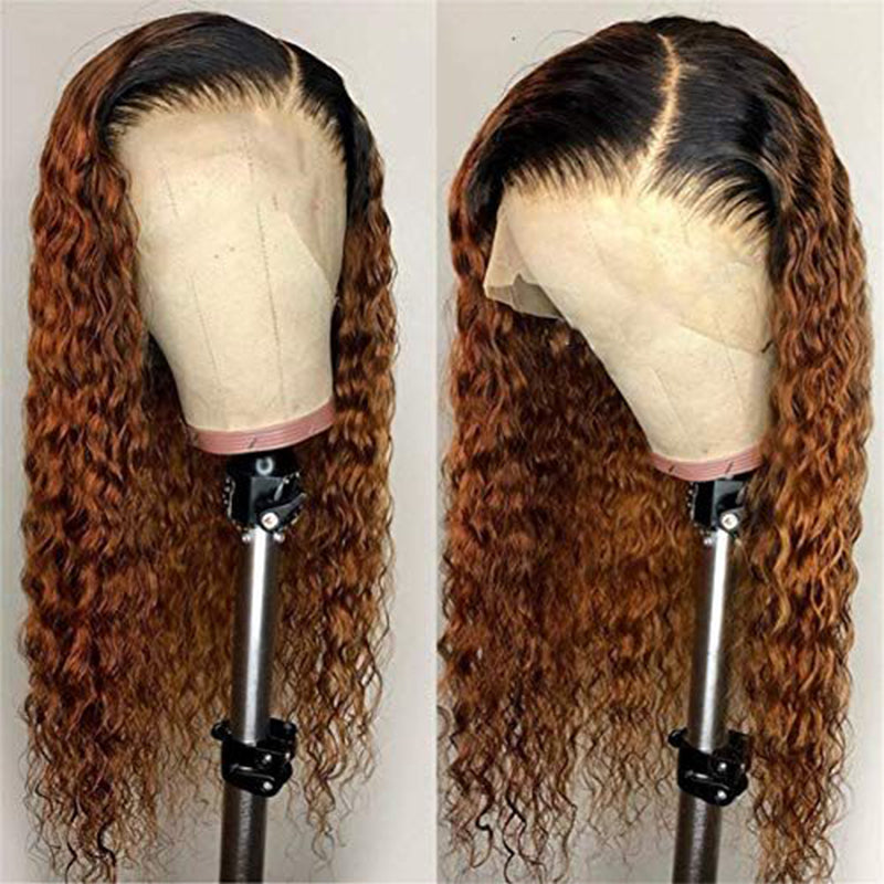 Silkswan Hair Ombre Curly Lace Front Human Hair T1B/30 Brazilian Remy Hair Bleached Knots