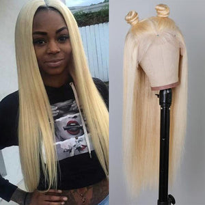 Silkswan Hair 613 Lace Front Wigs Blonde Baby Hair Brazilian Straight Human Virgin Hair