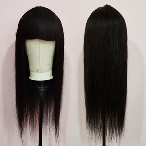 Silkswan Hair Straight Human Hair Non Lace Wigs with Bang Glueless Wigs 10-30 Inches