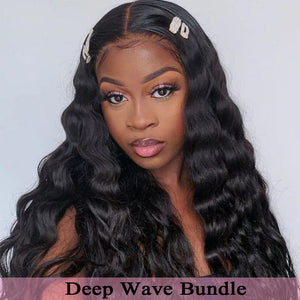 Silkswan Hair Brazilian Deep Wave Hair Weft Long Inch Bundles Human Virgin Hair Extentions