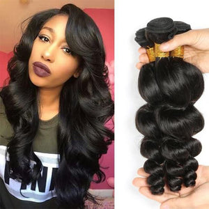 Silkswan Hair Loose Wave Bundles Human Virgin Hair Extentions 30 32 34 Hair Weft