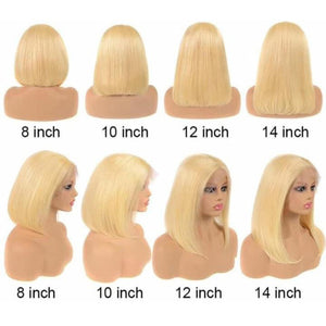 Silkswan Hair Straight 613 Blonde Color Bob Wigs 13x4 Lace Front Wigs Pre-plucked Hair Line