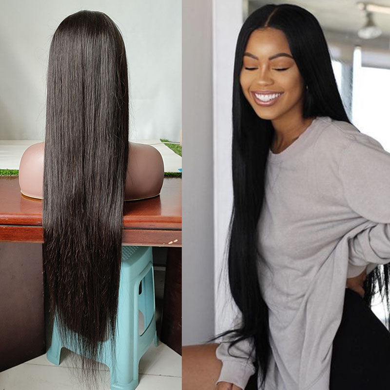 Silkswan Hair Straight Full Lace Wigs Human Brazilian Hair Pre Plucked Hair Line with Baby Hair