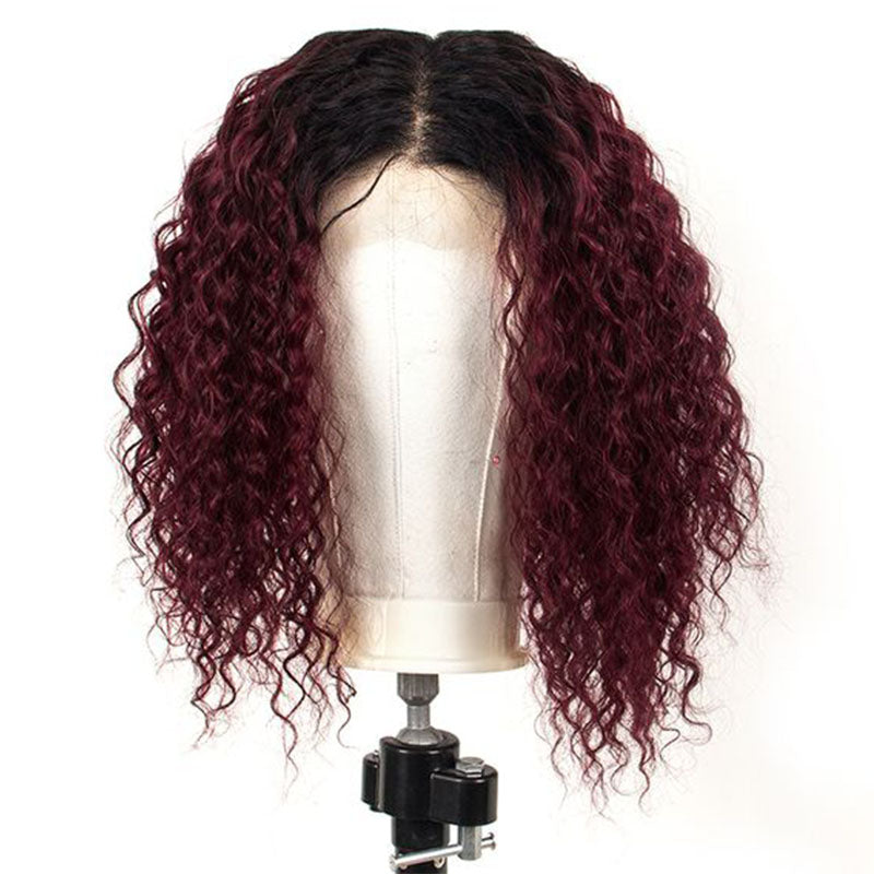 Silkswan Hair Curly Lace Wigs T1B/99J human Virgin Hair 13x4 Lace Front Wigs 8-16 Inches