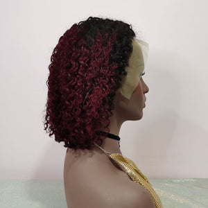 Silkswan Hair Curly Lace Wigs T1B/99J human Virgin Hair 13x4 Lace Front Wigs 8-16 Inches