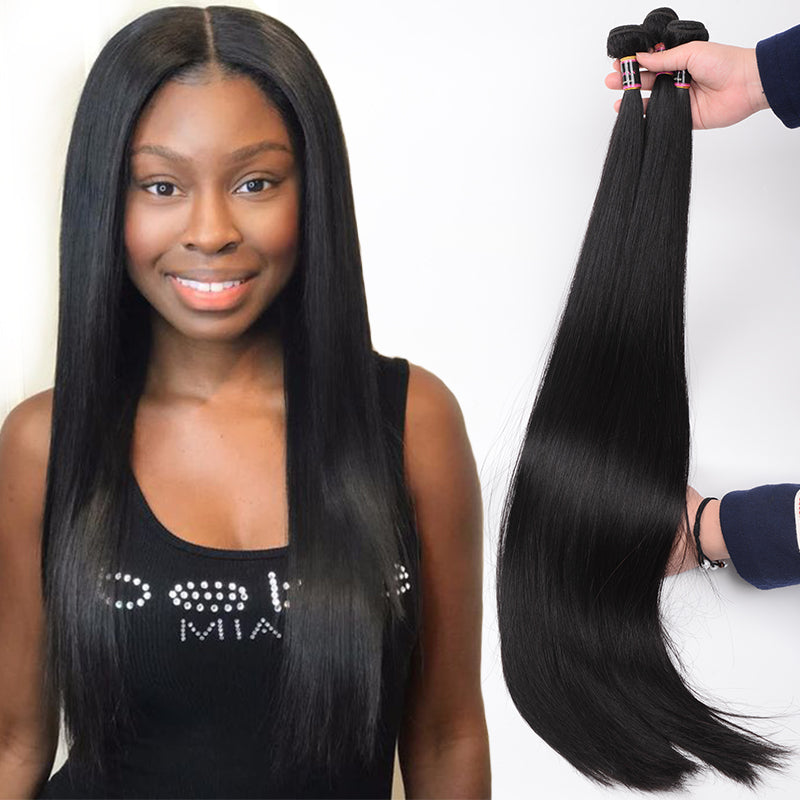 Silkswan Hair 38 40 Inch Straight Hair Bundles Brazilian Human Virgin Hair Weft Extentions