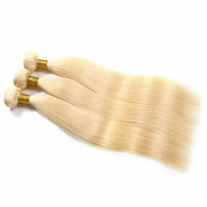 Silkswan Hair Straight Blonde Color Bundles with Frontal Ear to Ear 613 Frontal Human Hair