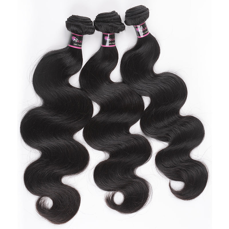 Silkswan Hair Human Hair Weave Bundles Brazilian Body Wave Virgin Hair Extensions