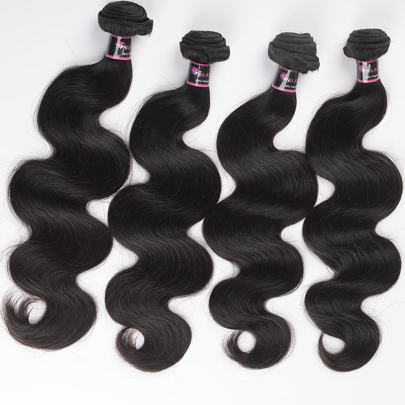 Silkswan Hair Human Hair Weave Bundles Brazilian Body Wave Virgin Hair Extensions