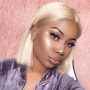 Silkswan Hair Straight 613 Blonde Color Bob Wigs 13x4 Lace Front Wigs Pre-plucked Hair Line