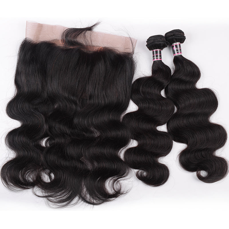 Silkswan Hair Body Wave Bundles with 360 Lace Frontal with Natrual Baby Hair 3Pcs/lot