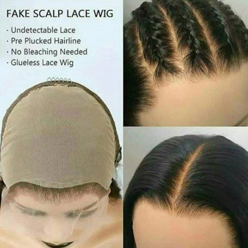 Silkswan Hair Straight Fake Scalp Lace Front Wigs Invisible 13x6 Wigs Human Remy Hair