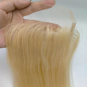 Silkswan Hair 613 Blonde Hair Straight Bundles with Closure 4x4 Swiss Lace Human Hair