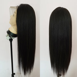 Silkswan Human Hair Yaki Straight 360 Lace Frontal Wigs 20 Inches Human Remy Hair Wigs